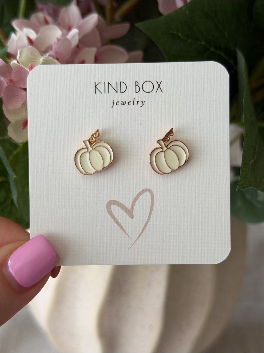 Gold & Cream Pumpkin Stud Earrings